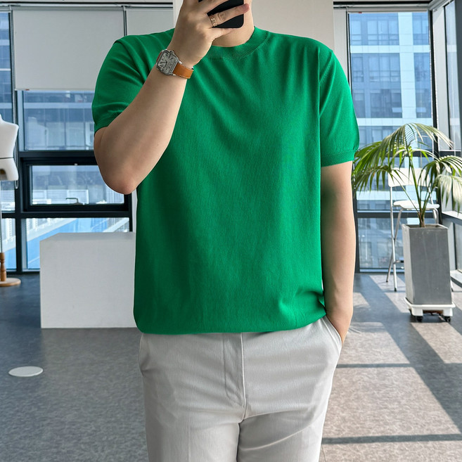 룩플레인 시원한 린넨 라운드 여름 반팔 니트 11color