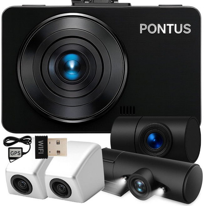 전극무료출장장착+3년 무상AS 폰터스 4채널 고화질 FULL HD 녹화 블랙박스 64G 좌우 방수카메라 외부장착 + 와이파이 + 외장 GPS (ADAS 지원), 4채널 좌우외장형+페달카메라+와이파이+GPS+무료장착, 256GB