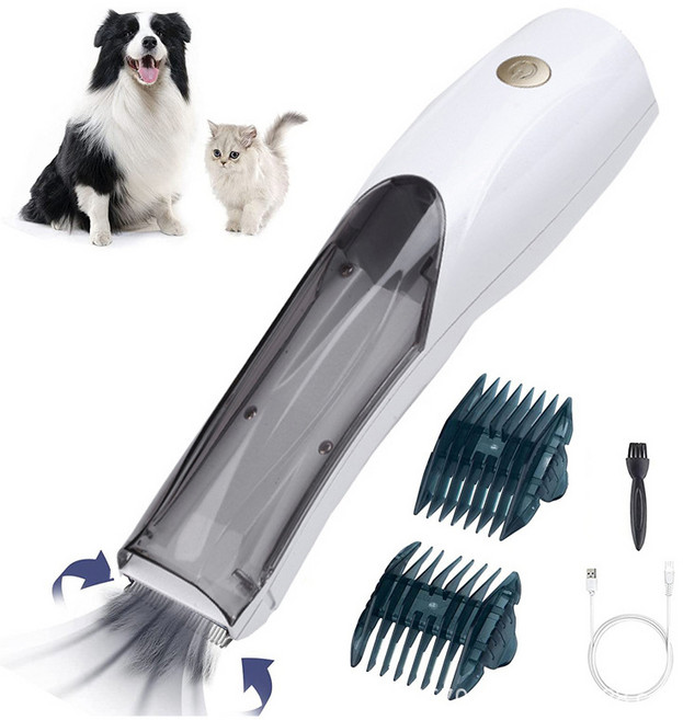 흡입식 강아지 바리깡 애견 고양이 미용 이발기, 화이트, 1개
