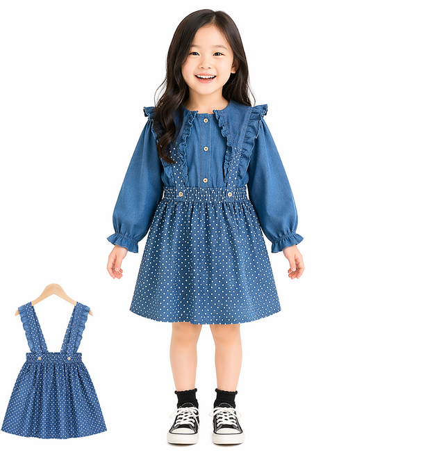 여아 롱스커트 주름 캉캉 스트라이프 치마 유아동 여름 데일리룩 러블리