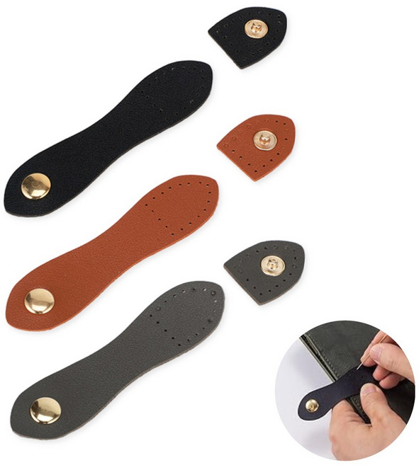 도나토르 가죽 스냅 자석 단추 부자재 3p, 3개, 다크 그레이