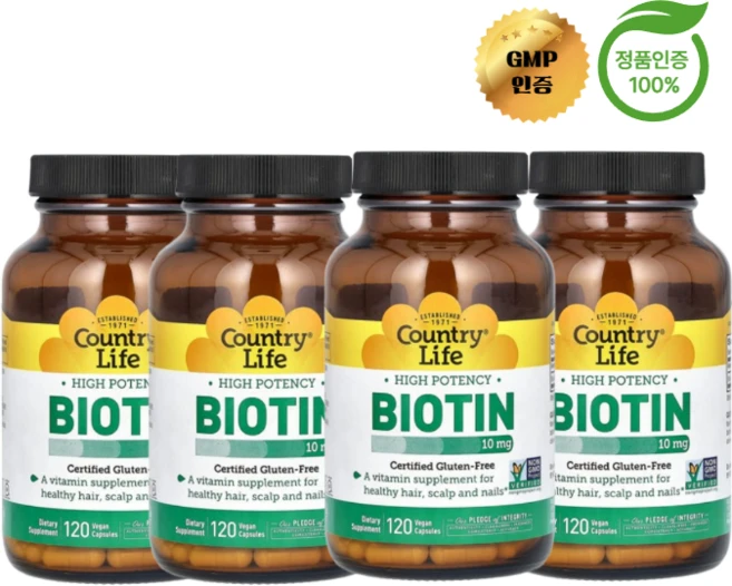 2+2 컨트리 라이프 비오틴 고효능 10000mcg 120정, 4개 - 쿠팡