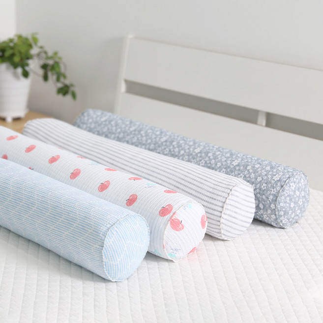 우리앤데코 시어서커 여름 냉감 바디필로우 롱쿠션 긴베개 솜별매, 7. 애플 블루 원형 커버