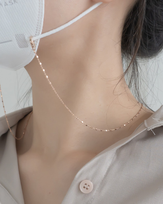 모두디자이너 실버925 촘촘 사각볼 체인 마스크 스트랩 목걸이줄 24