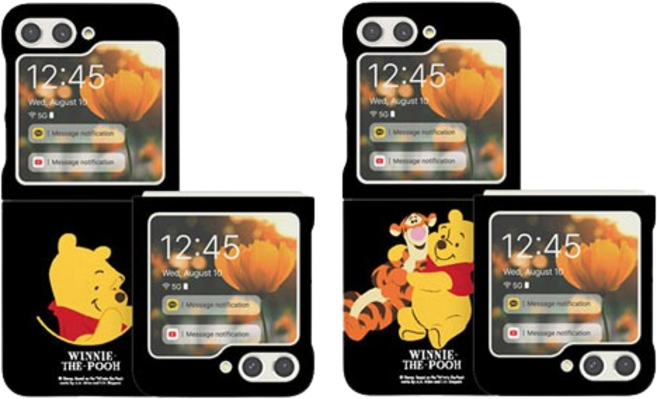 갤럭시 Z플립5 Z플립 3 4 휴대폰 케이스 정품 디즈니 곰돌이 푸 블랙 3D하드 지플립 4가지색상