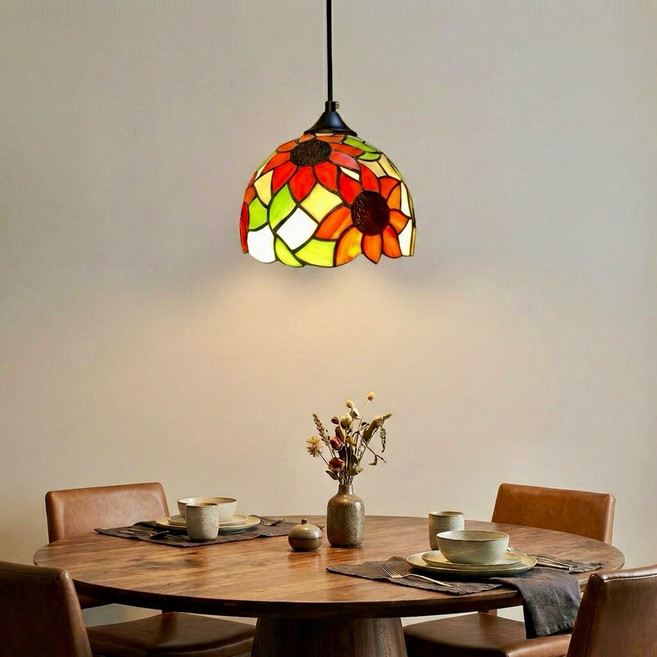 蒂凡內 彩繪玻璃 復古歐風 咖啡廳 中島 餐廳 吧台 客廳燈, 三燈+舞光LED 7W 黃光,軌道燈頭（黑）