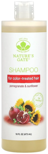 Mild By Nature (Nature's Gate) 석류 & 해바라기 샴푸 염색 모발용 473ml(16fl oz), MildByNatureNaturesGate석류해바라기샴, 1개, 473ml - 쿠팡