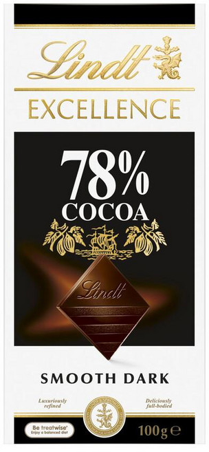 린트 Lindt Excellence 78% Cocoa Dark Chocolate Block 엑셀런스 78% 코코아 다크 초콜렛바 호주, 100g, 8개