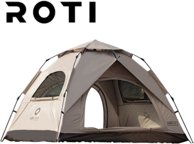 [백화점정품] 로티캠프 그늘막 원터치 텐트 캠핑 낚시 백패킹 오토캠핑 노지캠핑 모토캠핑 uv코팅, 탄(3~4인용)