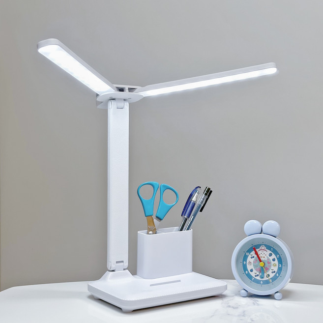 LED 듀얼캡 학습용 스탠드 시력보호 조명, 화이트