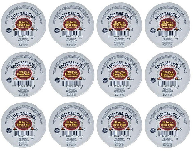 Sweet Baby Ray's Hickory 브라운 슈가 바베큐 BBQ 소스 42.5g(1.5온스) 디핑 컵 | 글루텐 프리 코셔 미국 제조 12팩 200353, Sweet Baby Ray's Hickory 브라운 슈, 42.5g
