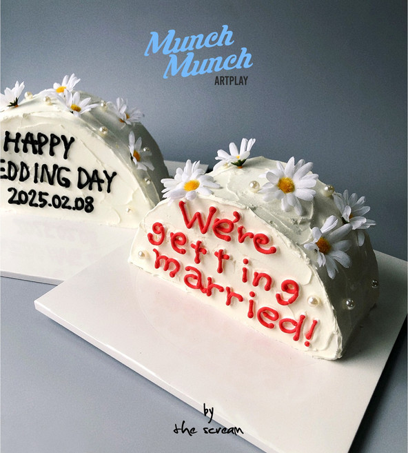 웨딩케이크 만들기 키트 재료 no.4 데이지 모형케이크 소품, 1, 레드_데이지&진주 2호(+쇼핑백 포함)