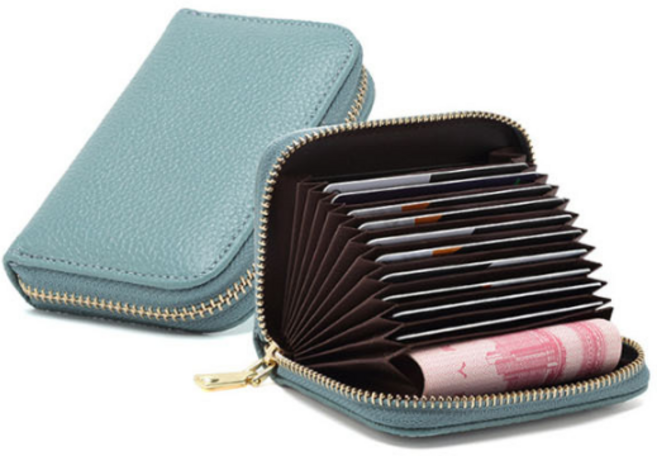 여성 지퍼 카드 명함 지갑 PU가죽