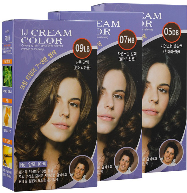 2개 일진 아이제이 크림칼라 7~8분 새치염색약, 09LB 밝은 갈색