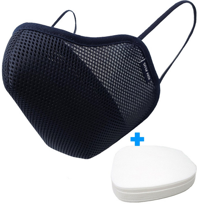 이온플러스 마스크1개+교체필터50장 세트상품 6개월분량 새부리형 숨쉬기편한 빨아쓰는마스크, 3. 네이비 중형 + 50장 필터 중형, 1개