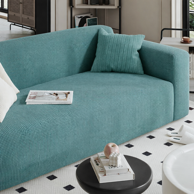 [먼지없는] 아로무드 와플 소파커버 + 자체제작 고정 스펀지, 말차 그린, 1개