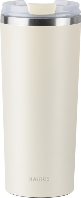 카이로스 클래식 베큠 보온 보냉 밀폐 스텐 빨대 텀블러, 1개, 591ml, 크림