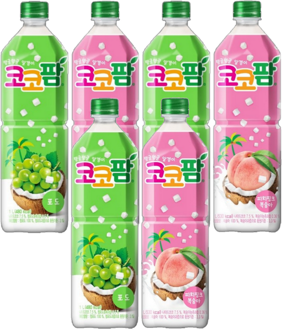 코코팜 피치 핑크 복숭아 + 포도, 3세트, 1L