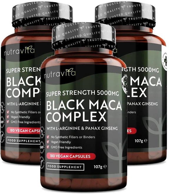 영국 뉴트라비타 Nutravita Black Maca L-Arginine Panax Ginseng 블랙마카 5000mg with L 아르기닌 파낙스진생 캡슐, 3개, 180정 - 쿠팡