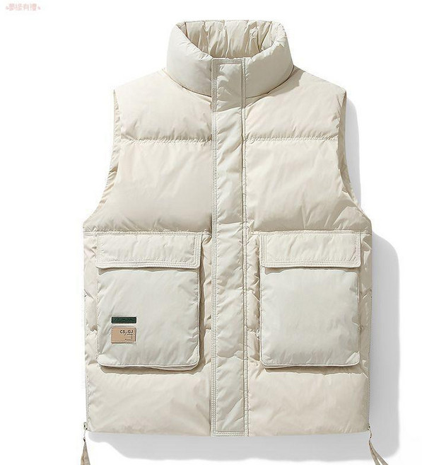 冬季男士石墨工裝羽絨馬甲立領背心外套保暖坎肩休閒無袖潮流加大