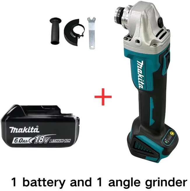 100% 오리지널 마키타 DGA404 125mm 브러시리스 전기 앵글 그라인더 6단 무선 폴리셔 다기능 기계 전동 공, 02 1 battery and 1 angl
