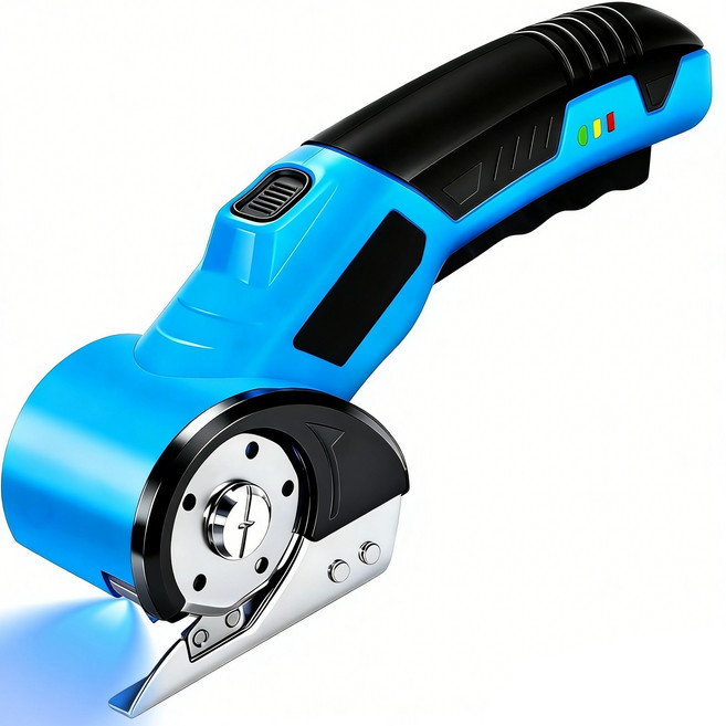 전동재단가위 원단전동재단가위 재단전동가위 재단재봉전동가위 충전 가능 무선전동절단기 옷감/가죽/종이/카펫, 1개, 푸른 색