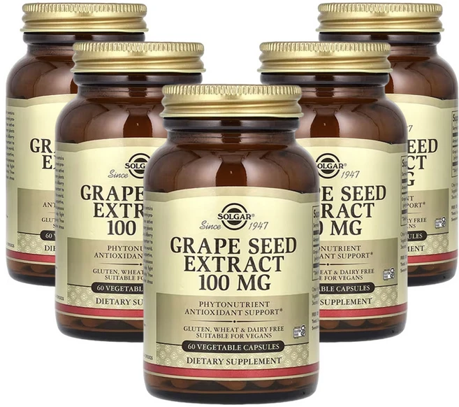 솔가 포도씨 추출물 100mg 베지캡슐 60정, 5개 - 쿠팡