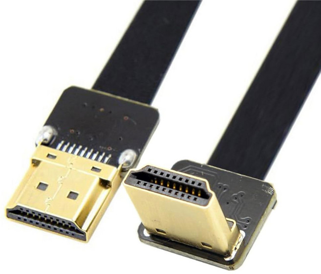 멀티콥터 항공 촬영을 위한 Chewang CY 20cm FPV HDMI 남성 90도 하향 각도 HDMI 남성 HDTV FPC 플랫 케이블, Down Angled 0.5M, 1개