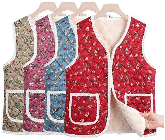 촌캉스 플라워 보온 조끼 1+1 가족 커플 김장 캠핑 레트로 할머니 엄마 집콕 한파 방한