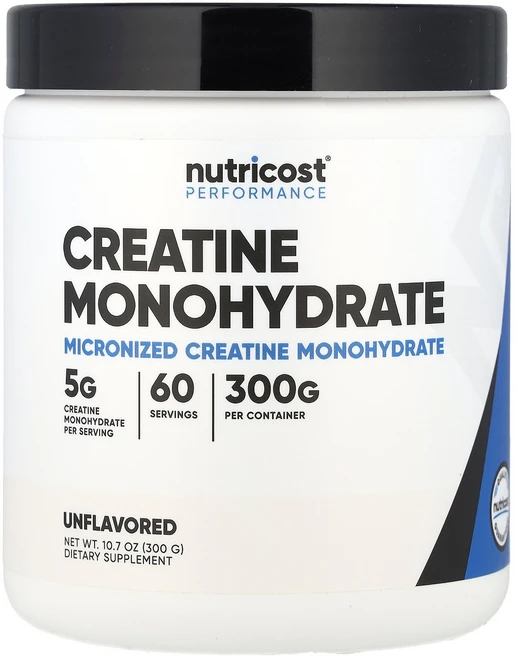 뉴트리코스트 Nutricost Performance Creatine Monohydrate Unflavored 10.7 oz 300 g, 303 g, 300g, 1개 - 쿠팡