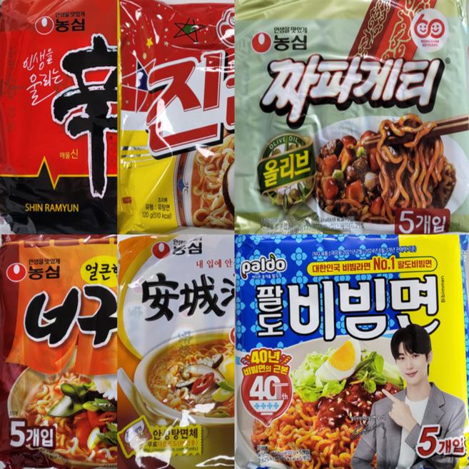 올따옴멀티라면 신라면5+진매5+짜파5+너구리5+안성5+비빔면5, 30개
