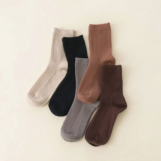 이든무드 여성용 파스텔 컬러 골지 패션 양말 5종 세트