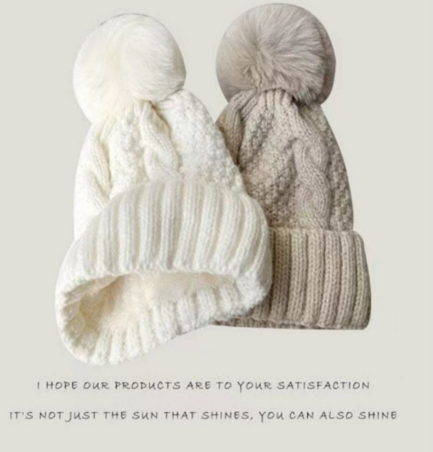 기타 남여공용 5컬러 꽈배기 겨울 도톰 방울털 니트모자, 그레이:ONE