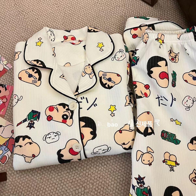 스누피 패턴 극세사 우드스탁 투피스 수면 캐릭터 파자마 세트 잠옷