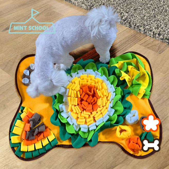 민트스쿨 강아지 플라워 노즈워크 매트 삑삑이 분리불안 장난감, 1개, 뼈다귀형