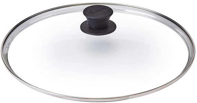 Cuisinel 주철 뚜껑 - 20.3cm(8인치) / 20.32cm 롯지 프라이팬 프라이팬 또는 브레이저에 적합 + 실리콘 핸들 홀더 + 관리 가이드 - 미리 시즈닝된 교체, 30cm, 블랙 노브