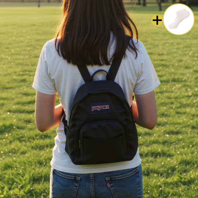 잔스포츠 미니 백팩 하프파인트 jansport 여성 가방 + 스니코코 발목양말