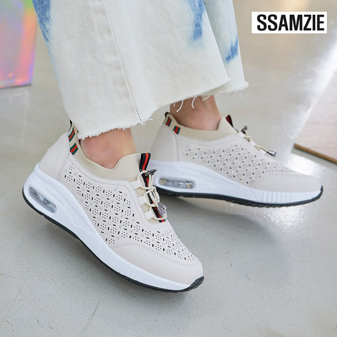 헬스맘 여성용 쌈지 소가죽 슬립온 에어 운동화 SSM-86962