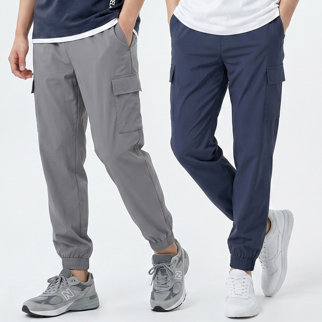 [이지바이] (1+1) 남성 카고 조거팬츠_나일론 바지 밴딩 카고 조거 바지 빅사이즈 카고웨이