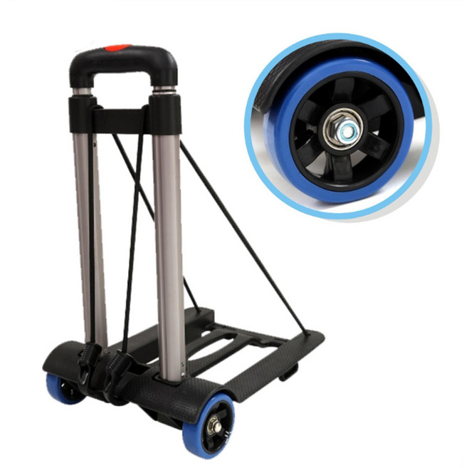 이륜 경량 알루미늄 소형 핸드트럭 접이식 핸드카트, 1개, 알루미늄 소형블랙카트
