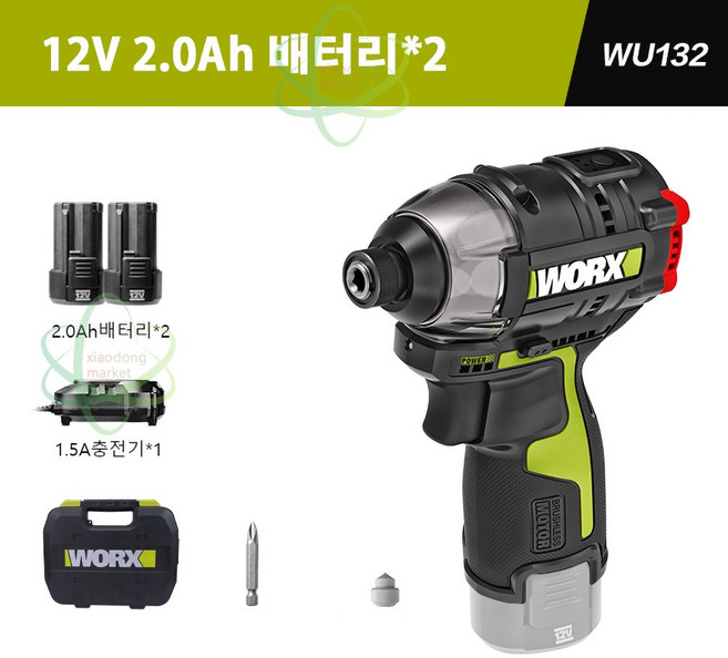 웍스 WU132 충전 임팩 드라이버 드릴 12V 2.0Ah 배터리2개 가정용 전문가 DIY, 1개