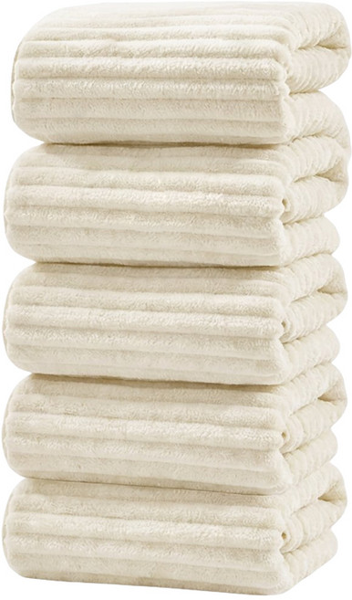 Ahomeone 수건 초극세사 타월 수건 부드러운 강력흡수 안빠지는 호텔 수건, 5개, 흰색