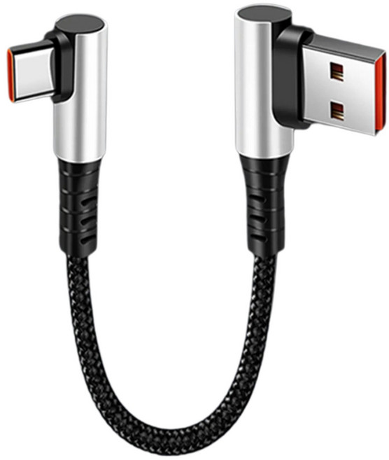 스마트폰 및 태블릿용 90도 엘보우 데이터 코드가 있는 짧은 USB-타입 C 고속 충전 케이블, 0.25m, 이중 팔꿈치