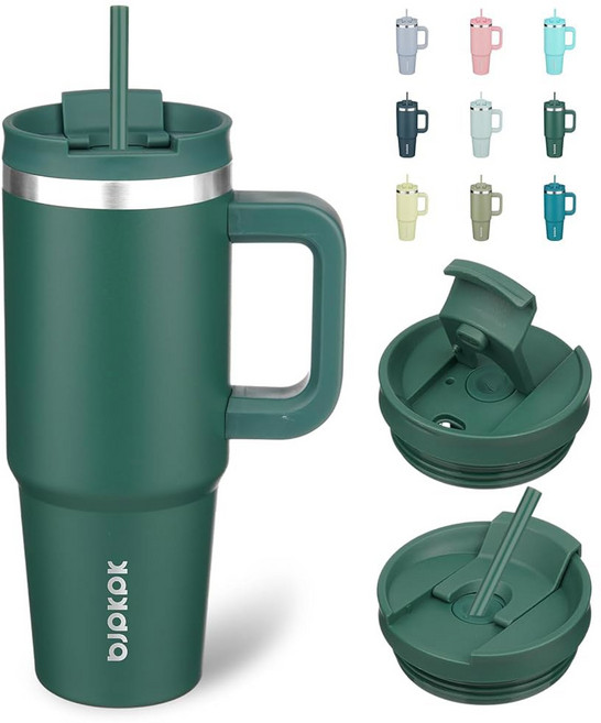 뚜껑과 빨대 스테인리스 스틸 보온 컵 블루 즈가 된 손잡이 단열 텀블러 BJPKPK 30, 1개