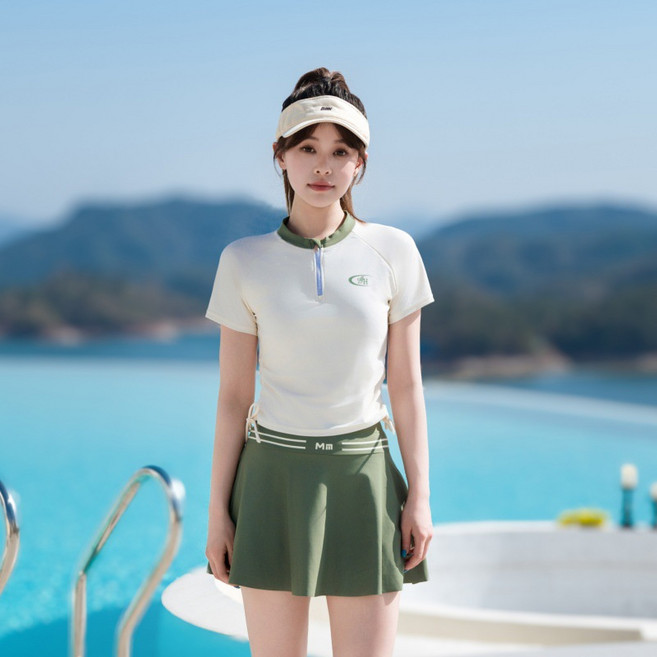 LIULU 女士泳衣兩件套顯瘦遮肚保守度假成人泳裝