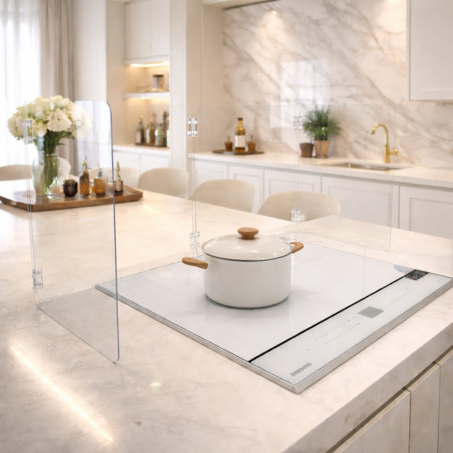 벨리에 가스렌지 가림막 투명 인덕션 가림막 기름튐방지 가드, 1개