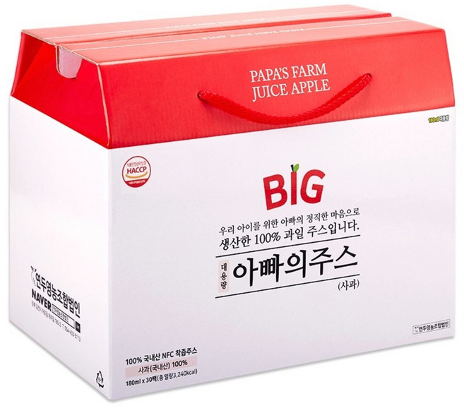 아빠의주스 사과즙 대용량, 180ml, 30개