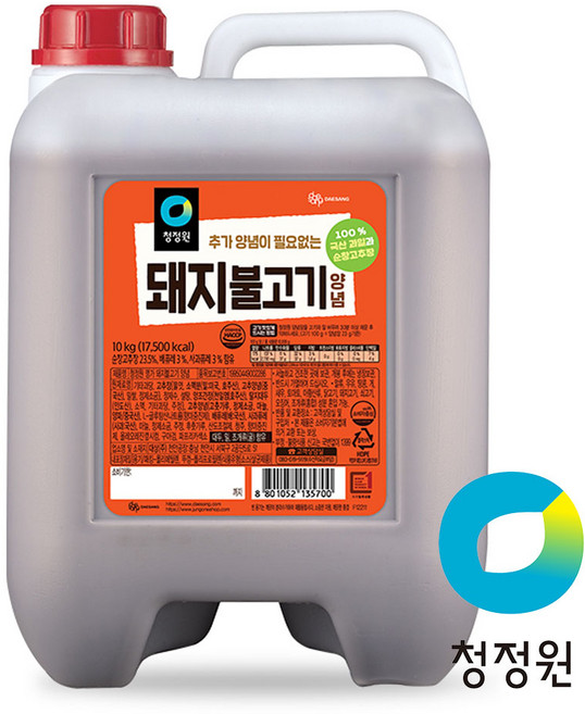 청정원 대용량 돼지불고기 양념, 10kg, 1개