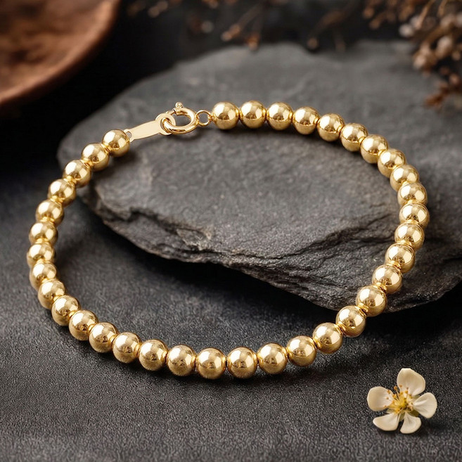 에바주얼리 14k Gold Filled 통통 골든 금 볼 팔찌 3mm 4mm