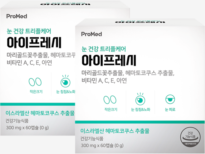 프로메드 아이프레시 루테인 아스타잔틴 비타민 300mg x 60캡슐, 60정, 2개